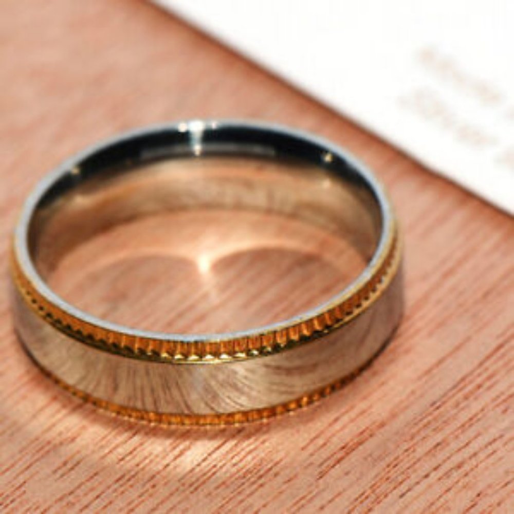 NEW! Unisex Sterling Silver TWO-TONE Milgrain BAND - SIZE US 9 - Great GIFT! - Picture 2 of 4